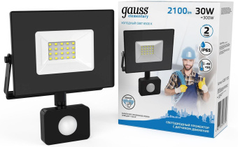 Прожектор уличный Gauss Elementary 628511330 светодиодный 30Втчерный - купить недорого с доставкой в интернет-магазине