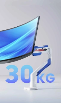 Кронштейн для мониторов Ultramounts UM743WB белый/синий 24"-57" макс.30кг крепление к столешнице поворот и наклон - купить недорого с доставкой в интернет-магазине