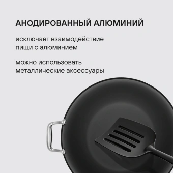 Сковорода ВОК (WOK) Rondell Elements RDA-114 круглая 32см покрытие: TriTitan ручка несъемная (с крышкой) черный - купить недорого с доставкой в интернет-магазине