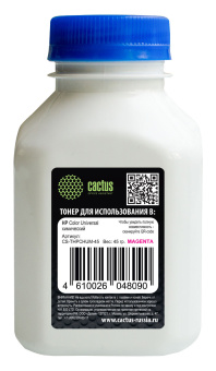 Тонер Cactus CS-THPCHUM-45 пурпурный флакон 45гр. для принтера HP Color Universal CF540A/CF400A/CF410A/CF400A/CE310 - купить недорого с доставкой в интернет-магазине
