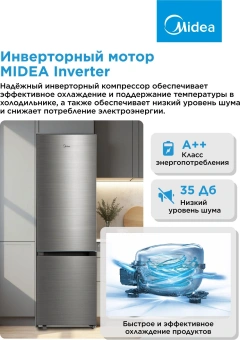 Холодильник Midea MDRB457FGF46ID 2-хкамерн. нержавеющая сталь инвертер - купить недорого с доставкой в интернет-магазине