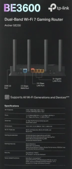 Роутер беспроводной TP-Link Archer GE230 BE3600 100/1000/2500BASE-T черный - купить недорого с доставкой в интернет-магазине