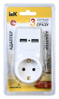 Адаптер-переходник IEK Т-01/01 (1 розетка) белый (блистер) - купить недорого с доставкой в интернет-магазине
