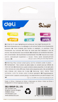 Набор текстовыделителей Deli EU13-6C Little Sinnger скошенный пиш. наконечник 1-4мм 6цв. коробка с европодвесом (6шт.) - купить недорого с доставкой в интернет-магазине