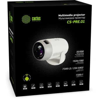 Проектор Cactus CS-PRE.01B.Full HD-A LCD 7300Lm LS 250Lm ANSI (1920x1080) 1500:1 ресурс лампы:50000часов 1xUSB typeA 1xHDMI 1кг - купить недорого с доставкой в интернет-магазине