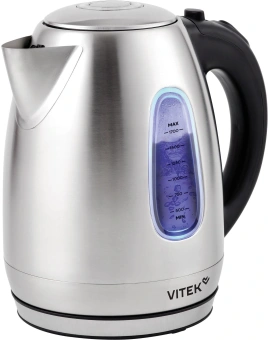 Чайник электрический Vitek VT-WK1056 1.7л. 2200Вт серебристый матовый/черный корпус: металл - купить недорого с доставкой в интернет-магазине