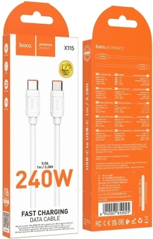 Кабель Hoco X115 52025 USB-C-USB-C 1.2м белый - купить недорого с доставкой в интернет-магазине