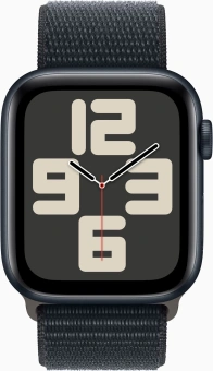 Смарт-часы Apple Watch SE 2024 A2723 44мм OLED корп.темная ночь Sport Loop рем.темная ночь разм.брасл.:130-200мм (MXEP3LL/A) - купить недорого с доставкой в интернет-магазине