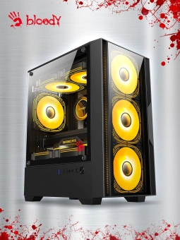 Корпус Bloody CC-123 черный без БП mATX 8x120mm 2xUSB2.0 1xUSB3.0 audio bott PSU - купить недорого с доставкой в интернет-магазине