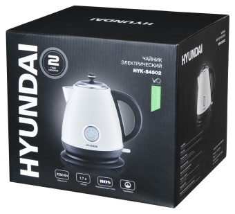 Чайник электрический Hyundai HYK-S4502 1.7л. 2200Вт жемчужный/черный корпус: металл/пластик - купить недорого с доставкой в интернет-магазине