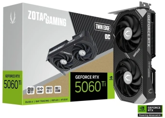 Видеокарта Zotac PCI-E 5.0 RTX 5060TI 8GB TWIN EDGE OC NVIDIA GeForce RTX 5060TI 8Gb 128bit GDDR7 2602/28000 HDMIx1 DPx3 HDCP Ret - купить недорого с доставкой в интернет-магазине