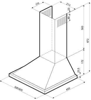 Вытяжка каминная Krona Bella 500 inox PB нержавеющая сталь управление: кнопочное (1 мотор) - купить недорого с доставкой в интернет-магазине