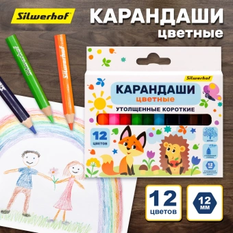 Карандаши цв. Silwerhof Jumbo Mini Веселые друзья 6мм шестигран. дерево ассорти 12цв. коробка/европод. - купить недорого с доставкой в интернет-магазине
