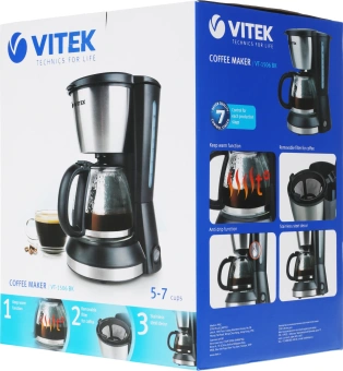 Кофеварка капельная Vitek VT-1506 BK 550Вт черный/серебристый - купить недорого с доставкой в интернет-магазине