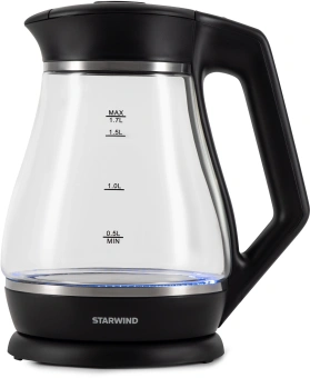 Чайник электрический Starwind SKS2035 1.7л. 2200Вт черный корпус: стекло/пластик - купить недорого с доставкой в интернет-магазине