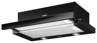 Вытяжка встраиваемая Hyundai HBH 6236 BG черный управление: кулисные переключатели (1 мотор) - купить недорого с доставкой в интернет-магазине