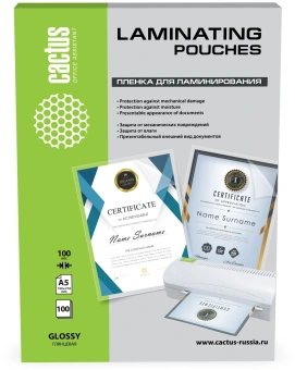 Пленка для ламинирования Cactus 100мкм A5 (100шт) глянцевая 154x216мм CS-LPGA5100100 - купить недорого с доставкой в интернет-магазине