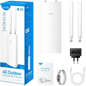 Точка доступа Cudy LT700 OUTDOOR AC1200 10/100/1000BASE-TX/4G белый - купить недорого с доставкой в интернет-магазине