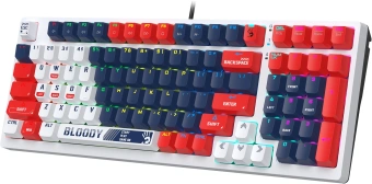 Клавиатура A4Tech S98 Sports механическая синий/белый USB for gamer LED (S98 SPORTS NAVY BLMS RED PLUS) кабель 1.8м - купить недорого с доставкой в интернет-магазине