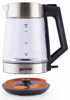 Чайник электрический Gorenje K17OGS 1.7л. нержавеющая сталь корпус: стекло - купить недорого с доставкой в интернет-магазине