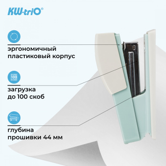 Степлер Kw-Trio 055X6-GRN Swing Standing 24/6 26/6 (20листов) зеленый 100скоб пластик коробка - купить недорого с доставкой в интернет-магазине