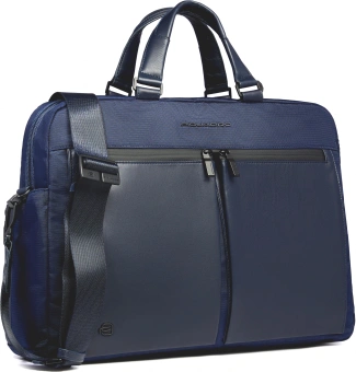 Деловая сумка Piquadro Orion CA6624S136/BLU с отделением для ноутбука синий ткань/натур.кожа - купить недорого с доставкой в интернет-магазине
