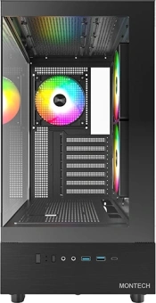 Корпус Montech XR черный без БП ATX 3x120mm 2xUSB3.0 audio bott PSU - купить недорого с доставкой в интернет-магазине