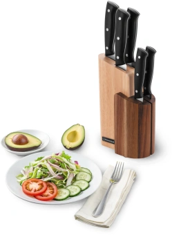 Набор ножей кухон. Rondell Dual RD-1943 компл.:6предм. с подставкой черный подар.коробка - купить недорого с доставкой в интернет-магазине