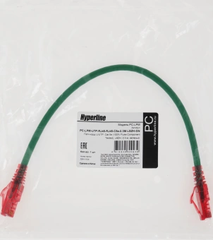 Патч-корд Hyperline PC-LPM-UTP-RJ45-RJ45-C5e-0.3M-LSZH-GN UTP RJ-45 вил.-вилка RJ-45 кат.5E 0.3м зеленый LSZH 24AWG - купить недорого с доставкой в интернет-магазине