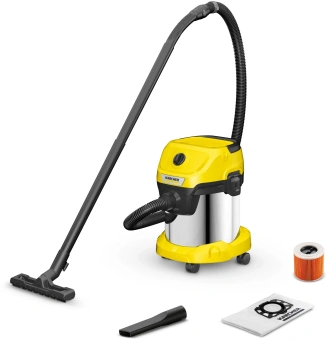 Строительный пылесос Karcher WD 3 S V-15/4/20 1000Вт (уборка: сухая) желтый - купить недорого с доставкой в интернет-магазине