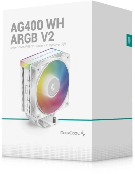 Устройство охлаждения(кулер) Deepcool AG400 Wh V2 ARGB Soc-AM5/AM4/1200/1700/1851 белый 4-pin 31.6dB Al+Cu 220W 643gr Ret (R-AG400-WHAMMN-GJD) - купить недорого с доставкой в интернет-магазине