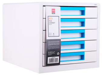 Бокс для документов Deli EZ01033 Rio 5 выдвижных ящиков 277х344х259мм белый/голубой пластик - купить недорого с доставкой в интернет-магазине