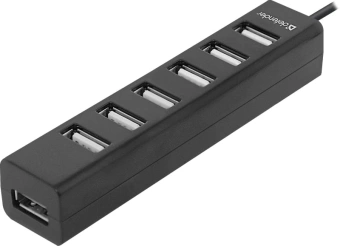Разветвитель USB 2.0 Defender Quadro Swift 7порт. черный (83203) - купить недорого с доставкой в интернет-магазине