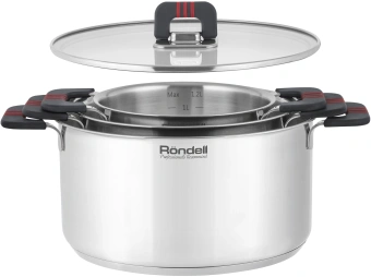 Кастрюля Rondell Stripes RDS-1637 2.8л. d=20см (с крышкой) стальной - купить недорого с доставкой в интернет-магазине