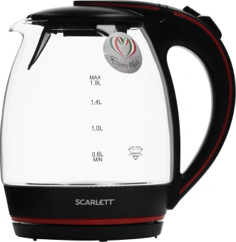 Чайник электрический Scarlett SC-EK27G71 1.8л. 2200Вт черный/красный корпус: стекло - купить недорого с доставкой в интернет-магазине