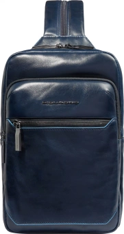 Рюкзак слинг мужской Piquadro Blue Square CA6589B2/BLU2 темно-синий кожа - купить недорого с доставкой в интернет-магазине
