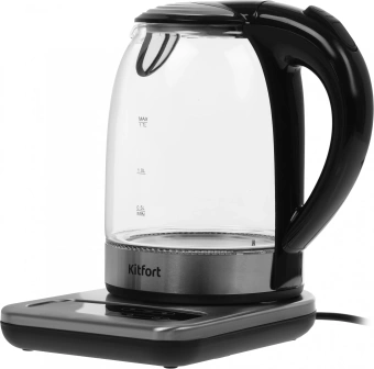 Чайник электрический Kitfort КТ-657 1.7л. 2200Вт нержавеющая сталь/черный корпус: стекло/пластик - купить недорого с доставкой в интернет-магазине