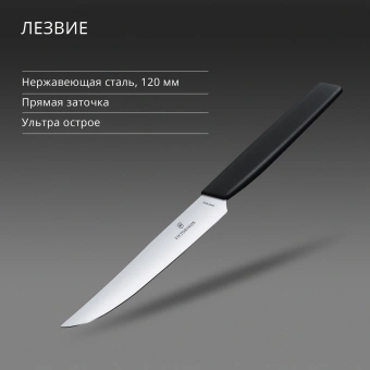 Нож кухонный Victorinox Swiss Modern (6.9003.12) стальной столовый для стейка лезв.120мм прямая заточка черный - купить недорого с доставкой в интернет-магазине