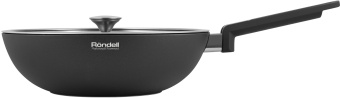 Сковорода ВОК (WOK) Rondell Modern RDA-1723 круглая 30см покрытие: Xylan Plus ручка несъемная (с крышкой) черный - купить недорого с доставкой в интернет-магазине