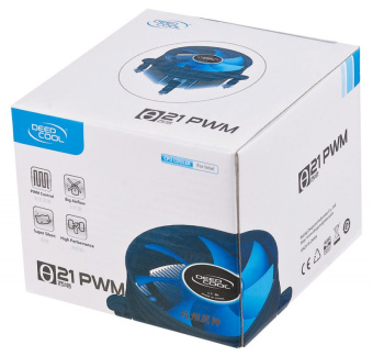Устройство охлаждения(кулер) Deepcool THETA 21 PWM Soc-1151/1200 черный/синий 4-pin 18-33dB Al 95W 370gr Ret (DP-ICAP-T21P) - купить недорого с доставкой в интернет-магазине