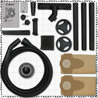 Строительный пылесос Bort BSS-1215 1200Вт (уборка: сухая/влажная) синий - купить недорого с доставкой в интернет-магазине