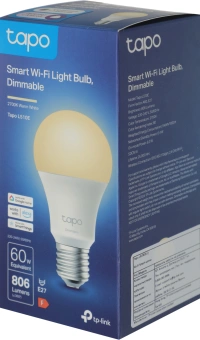 Умная лампа TP-Link Tapo L510E E27 8.7Вт 806lm Wi-Fi (упак.:1шт) - купить недорого с доставкой в интернет-магазине