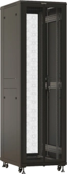 Шкаф коммутационный Hyperline (TTBR-4268-DD-RAL9004) напольный 42U 600x800мм пер.дв.перфор. задн.дв.перфор. 2 бок.пан. 800кг черный 710мм 2055мм IP20 сталь - купить недорого с доставкой в интернет-магазине