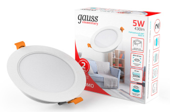 Светильник Gauss Elementary Downlight 5Вт 4000K белый круглый (9100420205) - купить недорого с доставкой в интернет-магазине