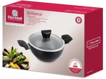 Кастрюля Rondell Brilliance RDA-771 2л. d=20см (с крышкой) черный - купить недорого с доставкой в интернет-магазине