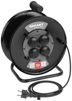 Удлинитель силовой Rexant КГ (13-5011) 3x1.5кв.мм 4розет. 30м КГ 16A метал.катушка черный - купить недорого с доставкой в интернет-магазине