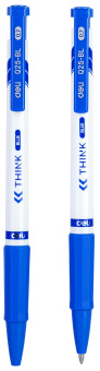 Ручка шариков. автоматическая Deli Think EQ25-BL белый/синий d=0.7мм син. черн. резин. манжета - купить недорого с доставкой в интернет-магазине