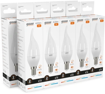 Лампа светодиодная Gauss Elementary 6Вт цок.:E14 свеча 220B св.свеч.бел.теп. (упак.:10шт) (34116) - купить недорого с доставкой в интернет-магазине