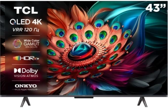 Телевизор QLED TCL 43" 43C655-CN черный 4K Ultra HD 60Hz DVB-T DVB-T2 DVB-C DVB-S DVB-S2 USB WiFi Smart TV - купить недорого с доставкой в интернет-магазине