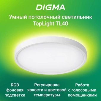 Умный светильник Digma TopLight TL40 потолоч. белый (TL40) - купить недорого с доставкой в интернет-магазине